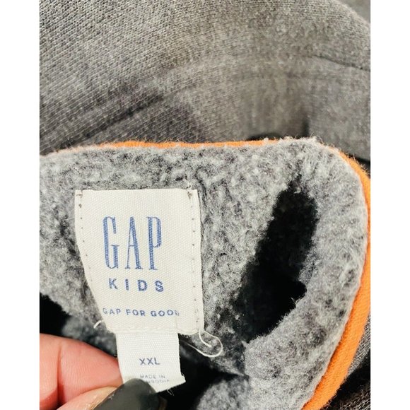 Gap Kids Hoodie Sz XXL Long Sleeve Gray Hooded Sweatshirt Orange Logo Spell Out - Picture 8 of 9